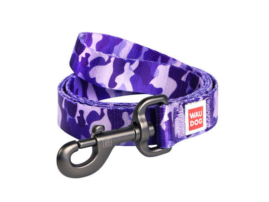 Поводок 10мм 122см Waudog Nylon с рисунком Фиолетовый камо