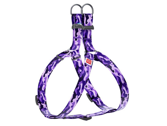 Шлейка 15мм 40-55см Waudog Nylon с рисунком Фиолетовый Камо