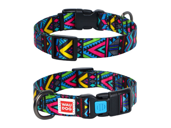 Ошейник 25мм 31-49см WAUDOG Nylon с рисунком  Инди 