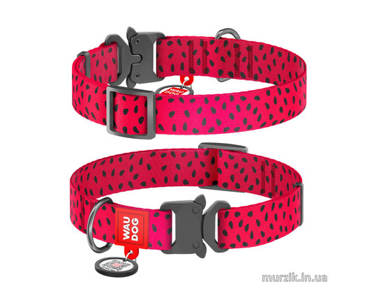 Ошейник 25мм 35-58см Waudog Nylon с рисунком Арбуз металлическая пряжка-фастекс