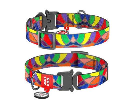 Ошейник 20мм 24-40см Waudog Nylon с рисунком Витраж металлическая пряжка-фастекс
