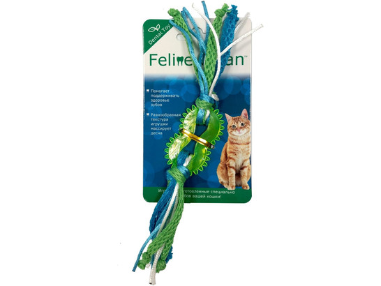 Игрушка д/к FelineClean Dental Колечко прорезыватель с лентами, резина