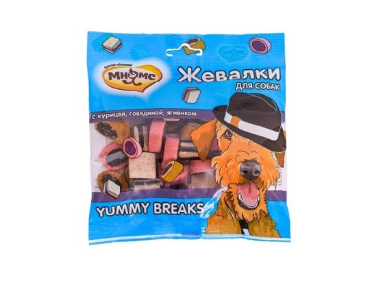 Мнямс д/с Жевалки YUMMY BREAKS с курицей, говядиной и ягненком