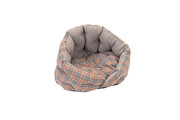 Лежак овальный Дарэлл Sleep-Шотландка №1, с подушкой, 48*40*34см (рогожка, с/пух)