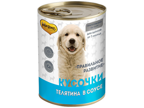 Мнямс Кусочки в соусе д/щенков 400г Правильное развитие, Телятина, конс.