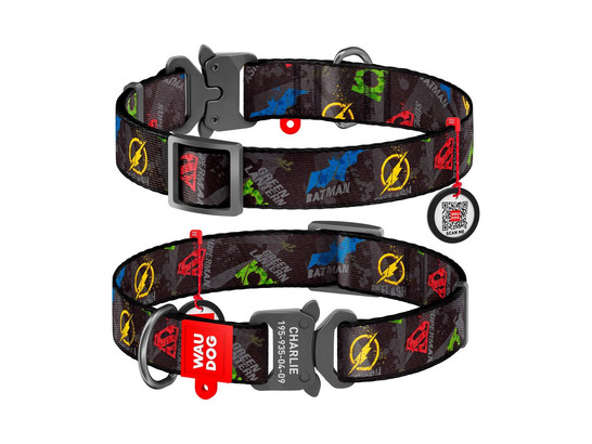Ошейник 25мм 31-49см Waudog Nylon Лига справедливости