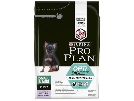 Pro Plan Grain Free для щенков Small&Min Puppy Чувств.пищев., Индейка, 2.50кг