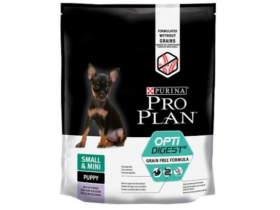 Pro Plan Grain Free для щенков Small&Min Puppy Чувств.пищев., Индейка, 0.700кг