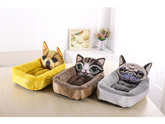 Лежанка 3D PF Мопс, серый, 40*55см