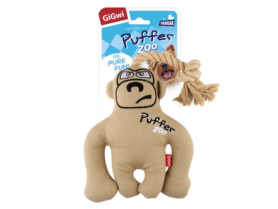 Игрушка д/с Gigwi Обезьяна с пищалкой, ткань, резина