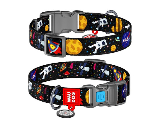 Ошейник 20мм 24-40см Waudog Nylon с рисунком NASA