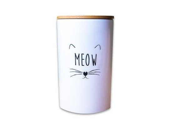 Бокс керамический MEOW д/хранения корма 1,7л, Белый, КерамикАрт