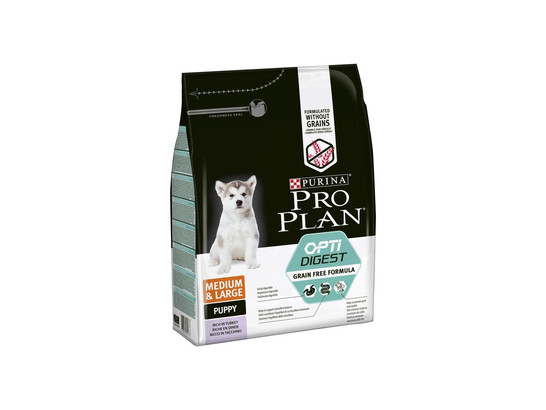 Pro Plan Grain Free для щенков Medium&Large Чувств.пищев., Индейка, 2.50кг