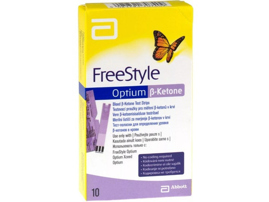 Тест полоски FreeStyle Optium д/определен.кетоновых тел в крови/10 шт.упак/