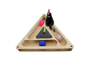 Игровой комплекс Glory Life для кошек Треугольник с шариками, игрушкой на пружине и когтеточкой из ковра 32*28*3,6см