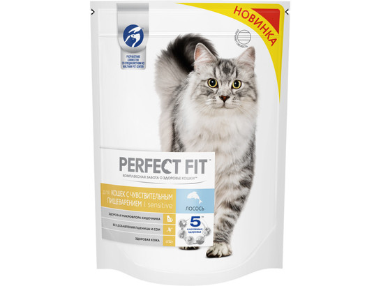 Perfect Fit 190г д/к чувствительное пищеварение, Лосось, сух.корм