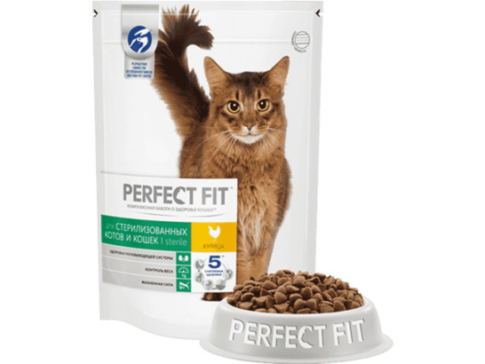 Perfect Fit 190г д/к Кастрир. и стерил., Курица, сух.корм