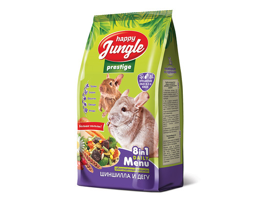 HAPPY JUNGLE Prestige Корм для шиншилл и дегу 500г, 15шт в упак.