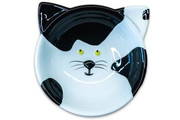 Миска керам. д/к 0,12л Мордочка кошки черно-белая, КерамикАрт