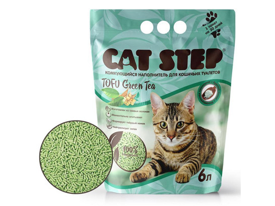 Наполнитель Кэт Степ 12л Tofu Green Tea, растительный комкующийся*