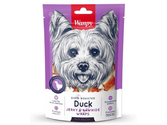 Лакомство Wanpy Dog д/с 100г Кости из сыромятой кожи с утиным мясом, Wanpy Dog