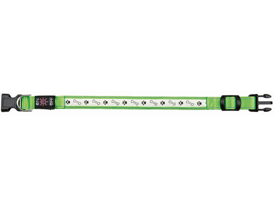 Ошейник 25мм Трикси светящийся USB,  L-XL: 50-60см, зеленый