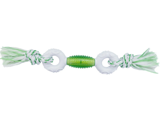 Игрушка д/с CanineClean Регби и 2 кольца с ароматом мяты, нейлон/синтетич. резина 39см, зеленый