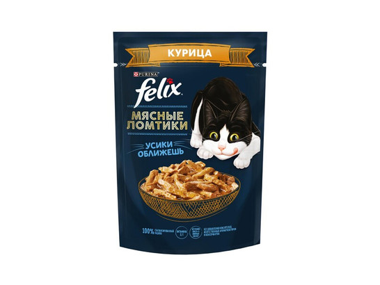 Purina Felix для кошек Мясные ломтики, 0.075кг, пауч