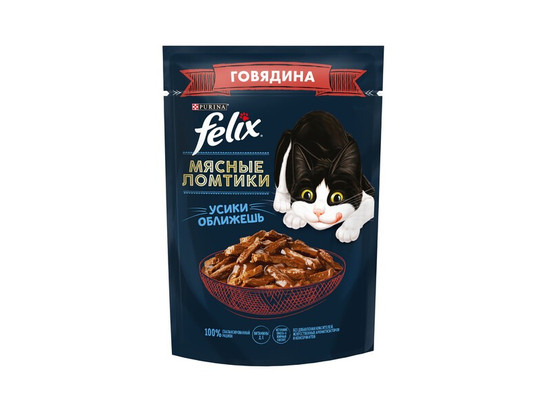 Purina Felix для кошек Мясные ломтики, 0.075кг, пауч