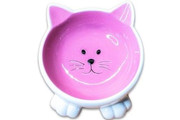 Миска керам. д/к 0,1л Мордочка кошки на ножках, розовая, КерамикАрт