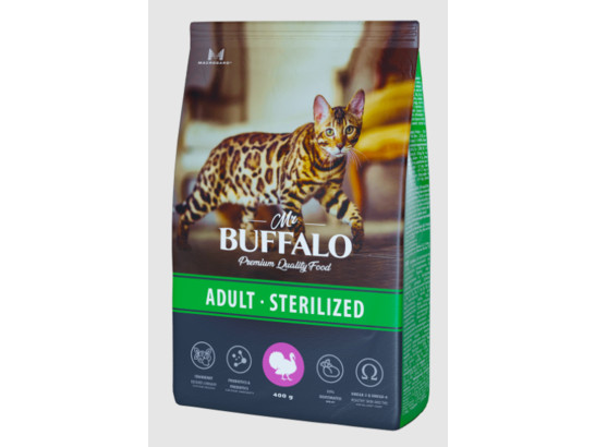 Mr. Buffalo STERILIZED Сухой корм д/к индейка 0,4кг, B115