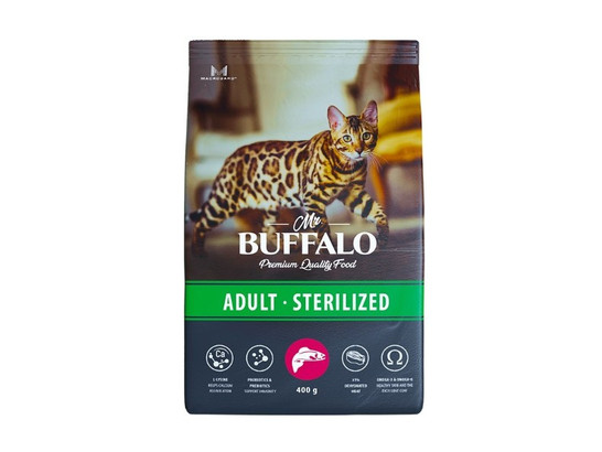 Mr. Buffalo STERILIZED Сухой корм д/к лосось 0,4кг, B118