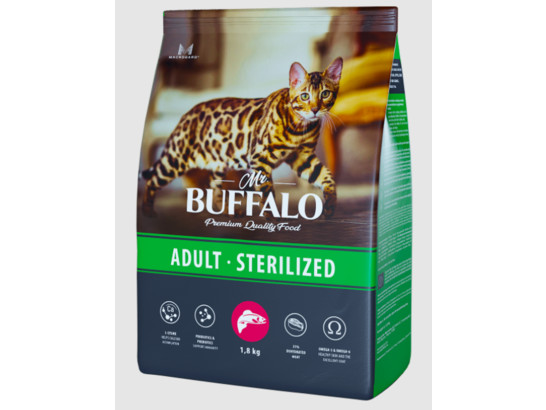 Mr. Buffalo STERILIZED Сухой корм д/к лосось 1,8кг, B119
