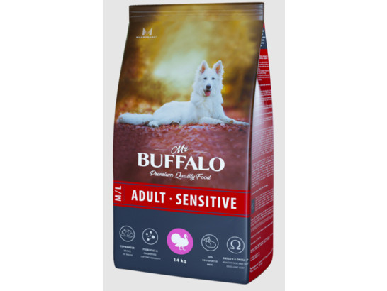 Mr. Buffalo ADULT M/L SENSITIVE Сухой корм д/с средних и крупных пород индейка 14кг, B132
