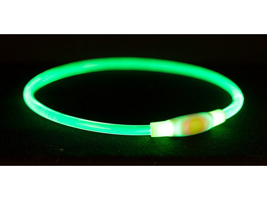Кольцо мигающее Трикси д/с с USB L-XL 65см/8мм, пластик, зеленый