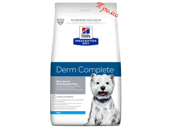 Hill’s для собак Prescription Diet Derm Complete Mini, 1.5кг (АКЦИЯ)