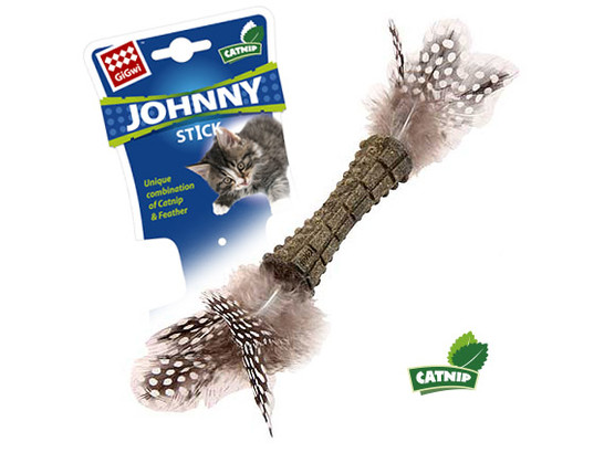 Игрушка д/к Триол Спресованная кошачья мята с перьями 8см, серия Johnny Stick