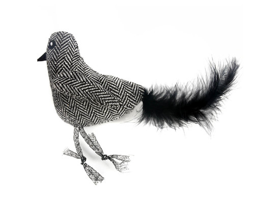 Игрушка д/к Петпарк птичка с перьями 25см, серая, Petpark