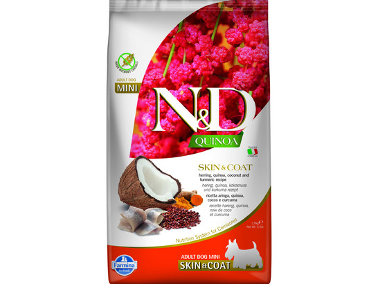 Фармина ND QUINOA беззерновой д/с мелк. пород 800г Здоровье кожи и шерсти с сельдью, сухой корм