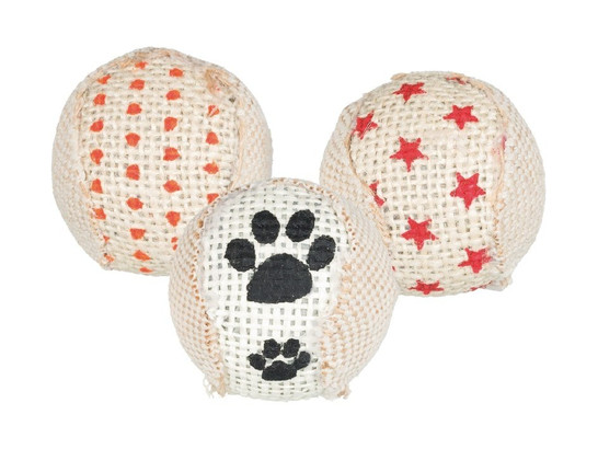 Игрушка д/к Трикси Джутовый мячик Rattle, пластик, ф5см, 3шт