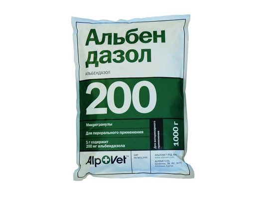 Альбендазол 200 20% порошок 1кг, Alpovet