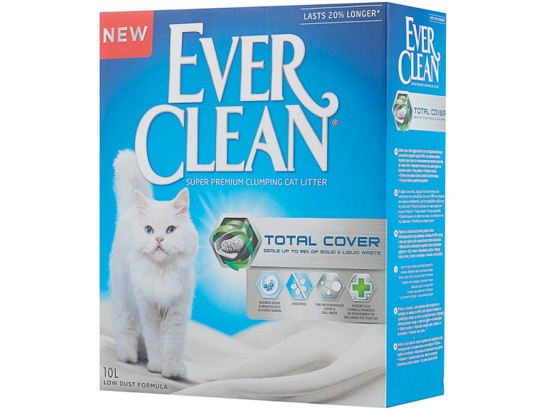Наполнитель Ever Clean Total Cover комкующийся для кошек, двойного действия с микрогранулами 10л