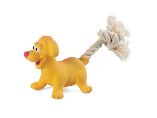 Игрушка д/с Триол Mini Dogs Собачка с веревкой, латекс, 8.5/18см