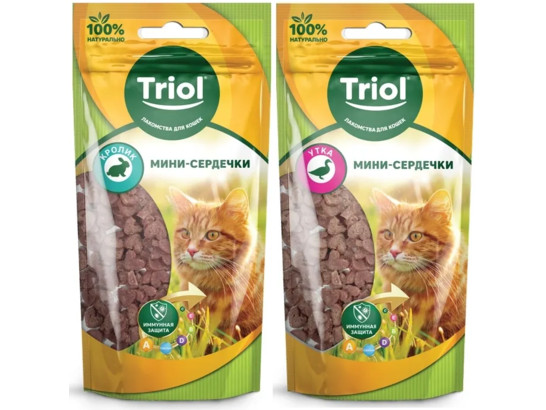 Лакомство д/кошек Триол мини-сердечки, 40г