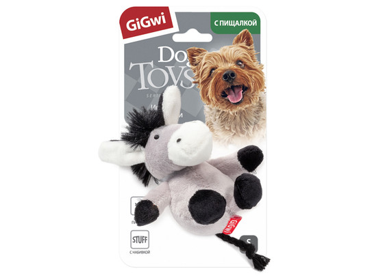 Игрушка д/с GiGwi Plush Friendz Ослик с пищалкой, 10см