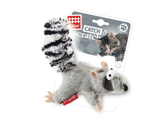 Игрушка д/к GiGwi Catch & Scratch Енот с кошачьей мятой, 8см