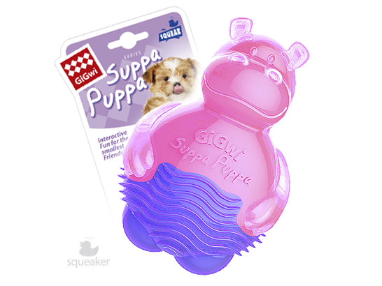 Игрушка д/маленьких собак GiGwi Suppa Puppa Бегемотик с пищалкой, 9см