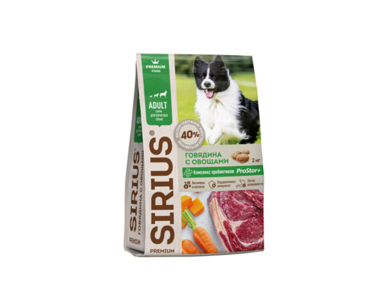 Sirius Premium для собак Adult, 2кг
