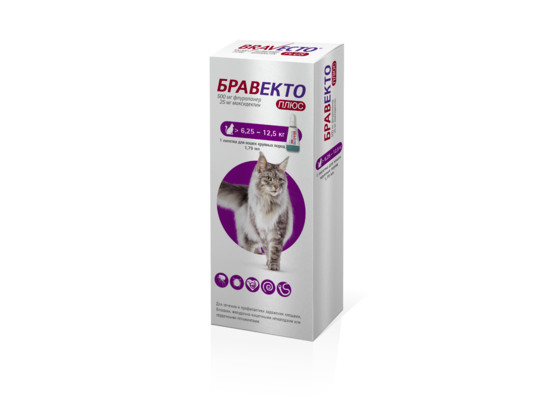 Капли Бравекто Плюс д/к 500 мг 6,25-12,5 кг /Интервет/
