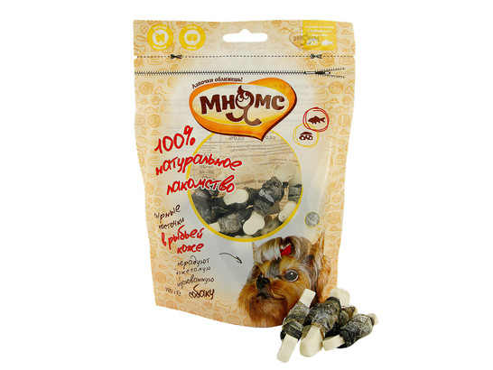 Лакомство Мнямс д/с 100г Сырные косточки в рыбьей коже